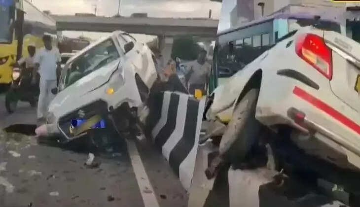 கத்திப்பாரா மேம்பாலத்தில் தடுப்புச்சுவரில் கார் மோதி விபத்து... தனியார் நிறுவன பெண் ஊழியர்கள் காயம்!