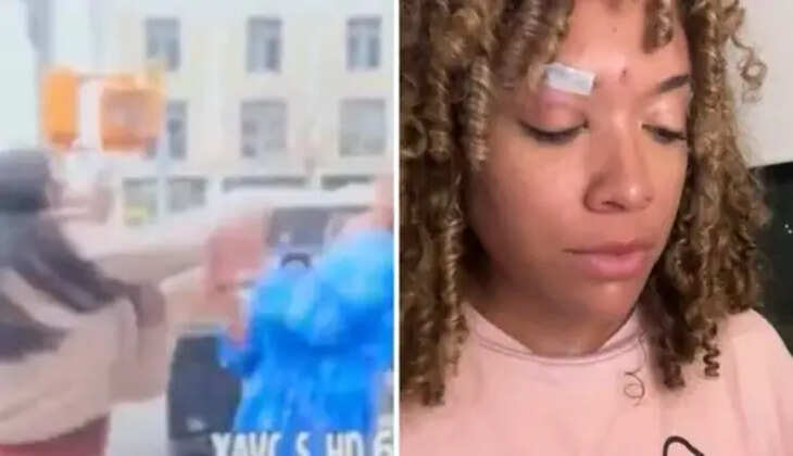 பரபரப்பு வீடியோ... நடுரோட்டில் நிருபரின் முகத்தில் சராமாரி குத்து விட்ட இளம்பெண்... !