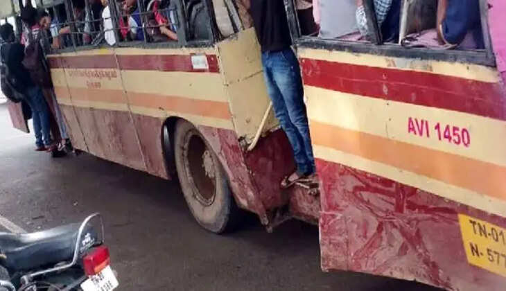 பேருந்தில் உடைந்த படிக்கட்டுகள்