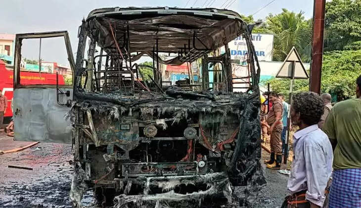 பள்ளி பேருந்தில் தீ விபத்து