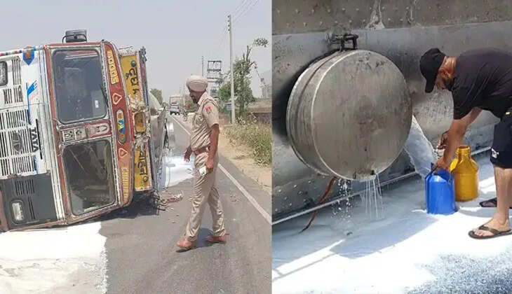 அடிபட்டவரை கவனிக்காமல் &nbsp;பாலை சேகரிக்கும் &nbsp;மக்கள்