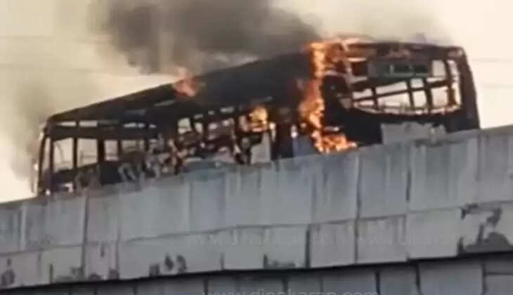 தீப்பிடித்த பேருந்து