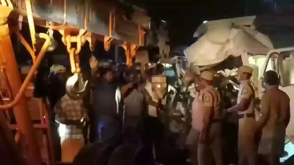 பேருந்தும், தனியார் டெம்போ வேனும் நேருக்கு நேர் மோதி கோர விபத்து&hellip; 6 பேர் பலி! &nbsp;