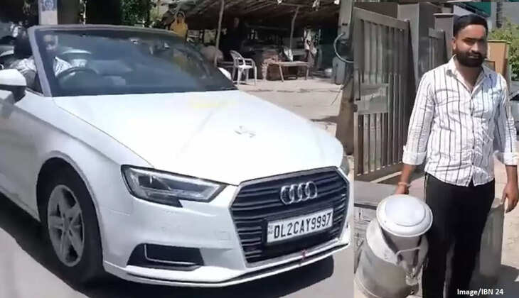 &rsquo;ஆடி&rsquo; காரில் வீடு வீடாக பால் ஊற்றும் இளைஞர்