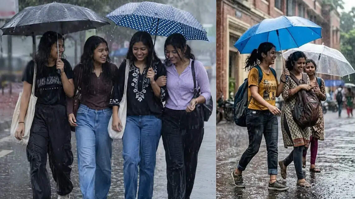 மழை கல்லூரி விடுமுறை மாணவிகள் குடை