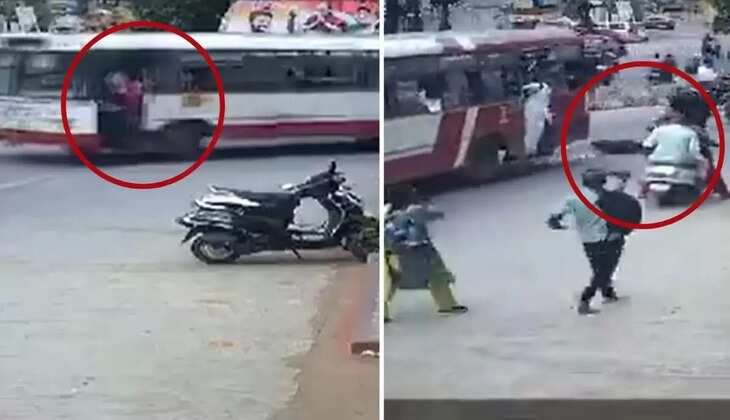 அதிர்ச்சி வீடியோ... ஓடும் பேருந்திலிருந்து இறங்க முயன்ற கல்லூரி மாணவி மரணம்!