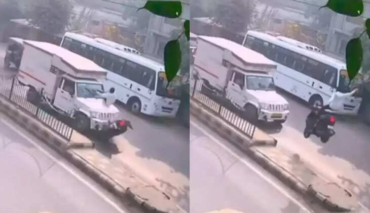 அதிர்ச்சி வீடியோ... சாலையில் விபத்தில் அந்தரத்தில் பறந்த இளைஞர்!