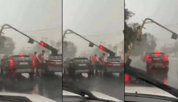  பகீர் சிசிடிவி காட்சிகள்... சுற்றி சுழன்ற சூறாவளி... சாலையில் சென்ற கார் மீது விழுந்த விளக்கு கம்பம்!  