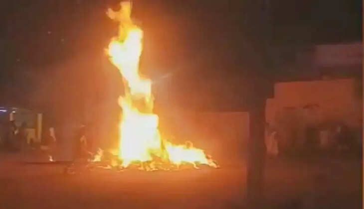 நெல்லையில் போதை நபர் தீயில் குதிப்பு