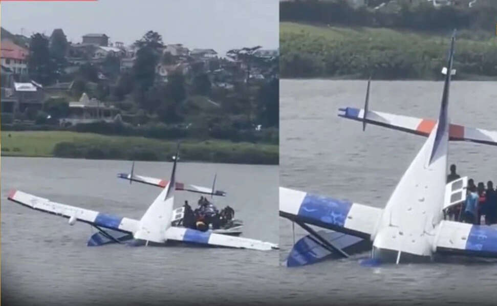 ஏரியில் நீர் விமானம் விபத்து… 2 விமானிகள் படுகாயம்!