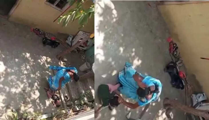 பெற்ற மகனை தெருவில் இழுத்து போட்டு வெளுத்தெடுத்த தாய்