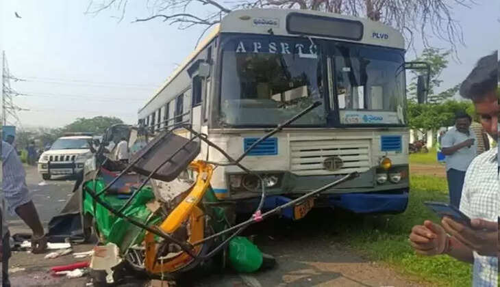 ஆட்டோ மீது பேருந்து மோதி விபத்து