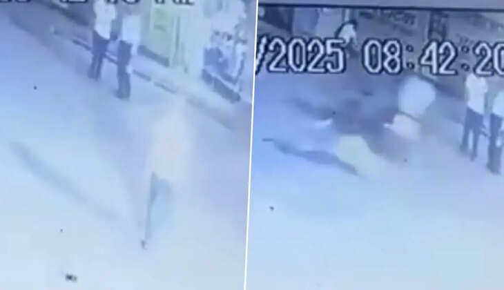 அதிர்ச்சி வீடியோ... சாலையை கடந்த போது வேகமாக வந்த பைக்&hellip; தூக்கி எரியப்பட்ட கொடூரம்!