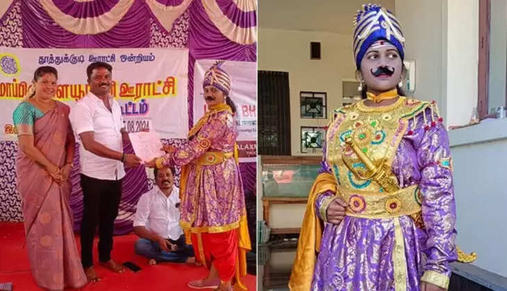 கட்டபொம்மன் வேடத்தில் சென்ற கல்லூரி மாணவி: கிராம சபை கூட்டத்தில் பரபரப்பு!