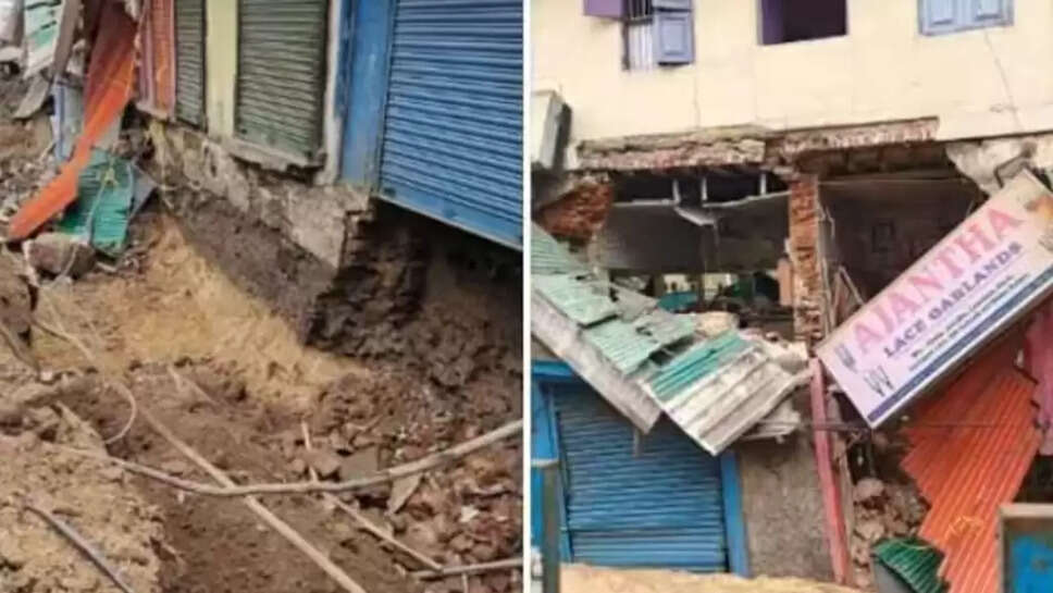 சரிந்து விழுந்த கடைகள்