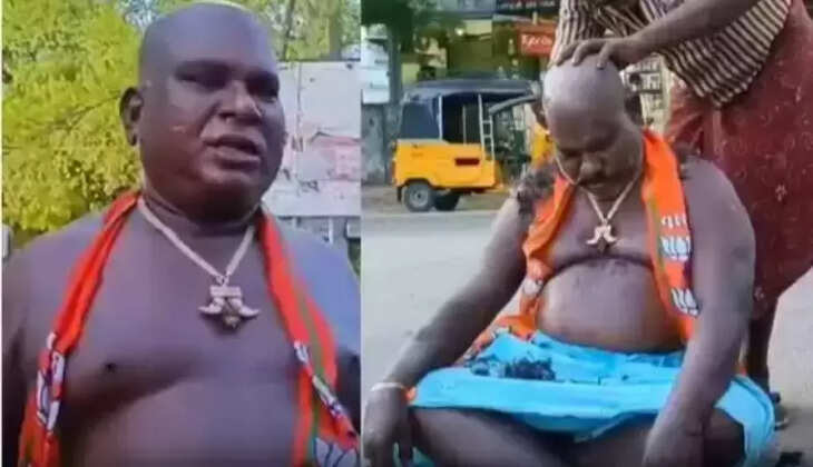 அண்ணாமலை தோல்வி... பந்தயத்தில் தோற்று நடுரோட்டில் மொட்டையடித்துக் கொண்ட பாஜக நிர்வாகி!