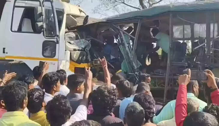 &nbsp;லாரியும், பேருந்தும் நேருக்கு நேர் &nbsp;மோதி விபத்து