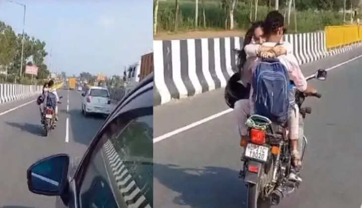 சாலை விதிமீறலில் ஈடுபட்ட காதல் ஜோடி