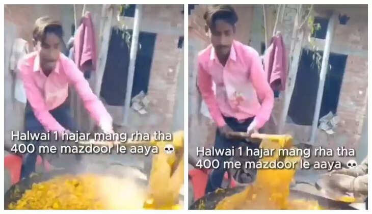 வைரல் வீடியோ... மண்வெட்டி வைத்து மிட்டாய் சமைக்கும் இளைஞர்... ! &nbsp;