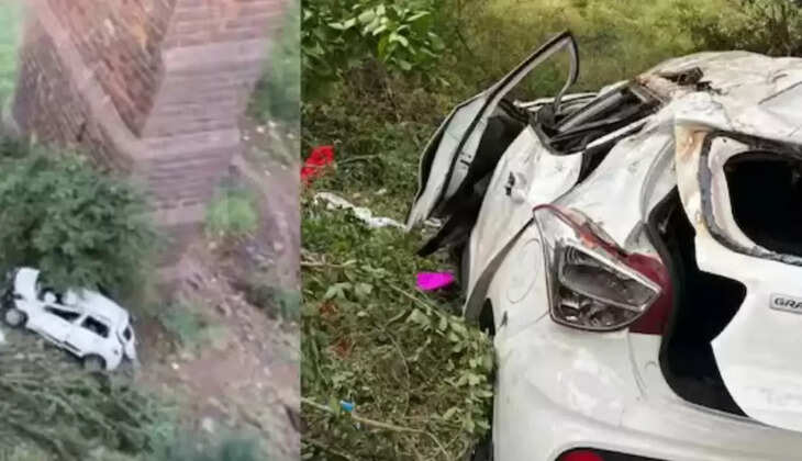 ஆற்றில் பாய்ந்த கார்