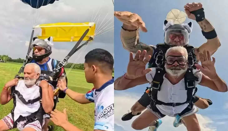 ஸ்கை டைவிங் முதியவர்