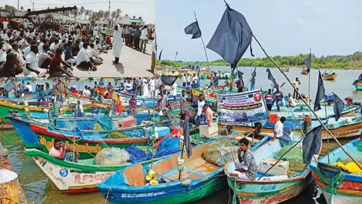 மீனவர்கள் ராமேஸ்வரம் போராட்டம்