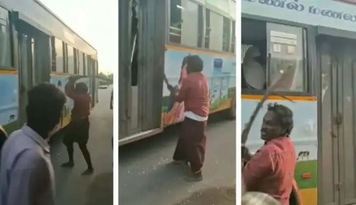 திருவள்ளூரில் பேருந்து கண்ணாடி உடைப்பு 