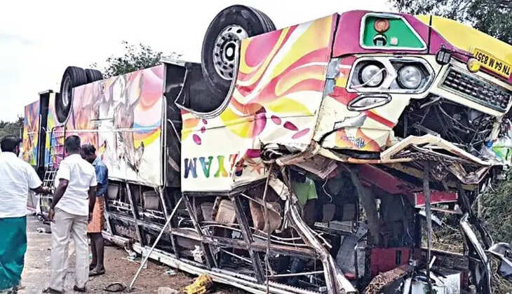 தலைக்குப்புற பேருந்து