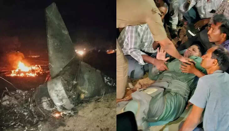 பரபரப்பு வீடியோ... திடீரென தீப்பிடித்து எரிந்த இந்திய போர்ப்படை பயிற்சி விமானம் !