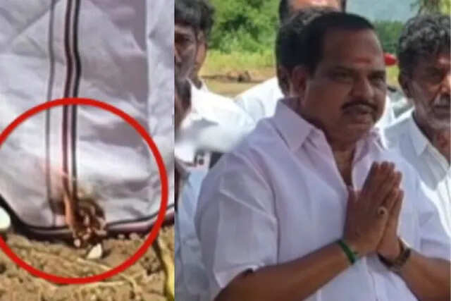 திருவண்ணாமலையில் பரபரப்பு... அதிமுக எம்.எல்.ஏ வேட்டியில் பற்றி எரிந்த தீ!