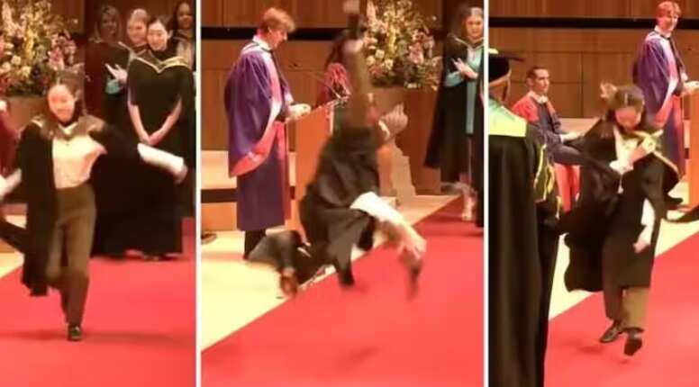 பல்டியடித்தபடியே மேடைக்கு சென்று பட்டம் பெற்ற மாணவி.. வைரலாகும் வீடியோ!