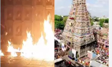 கபாலீஸ்வரர் கோயில் வாசலில் பெட்ரோல் ஊற்றி தீ வைப்பு ... பகீர் வீடியோ... !