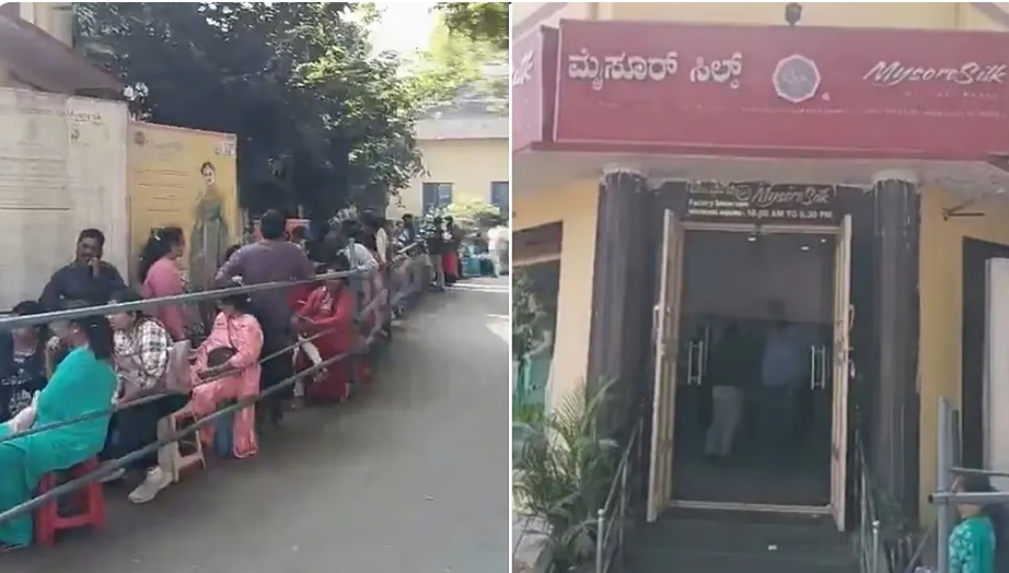 மைசூர் சில்க் புடவை வாங்க அதிகாலை முதலே அலைமோதும் கூட்டம்!