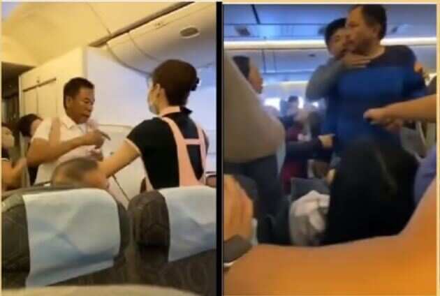 அதிர்ச்சி வீடியோ.. நடுவானில் விமானத்தில் பயணிகளிடையே அடிதடி!