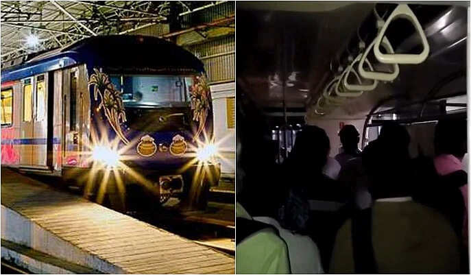 மின்சாரம் இன்றி நடுவழியில் நின்றுவிட்ட மெட்ரோ ரயில் ... பயணிகள் கடும் அவதி!