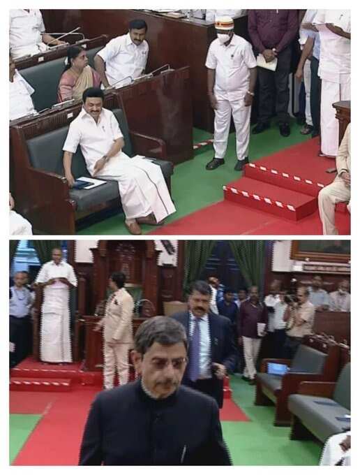 பாதியில் வெளியேறிய ஆளுநர்!!சட்டப்பேரவையில் பரபரப்பு!!