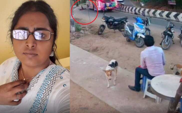 பேருந்தில் இருந்து தவறி விழுந்து இளம்பெண் பலி.!! வெளியான பகீர் சிசிடிவி காட்சிகள்!!