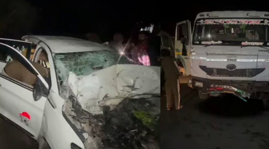 காரும் லாரியும் நேருக்கு நேர் மோதி கோர விபத்து... ஒரே குடும்பத்தை சேர்ந்த 4 பேர் பலி!