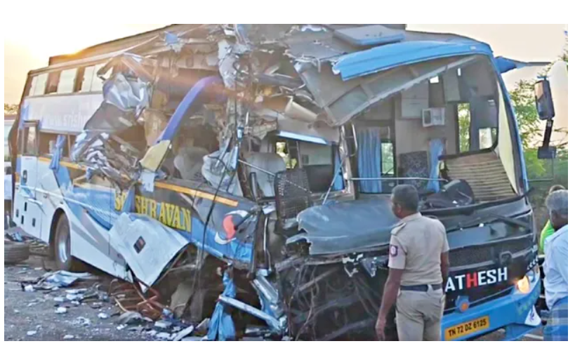 பயங்கர விபத்து... சிமெண்ட் லாரி மீது ஆம்னி பேருந்து மோதி 20 பேர் படுகாயம்... !