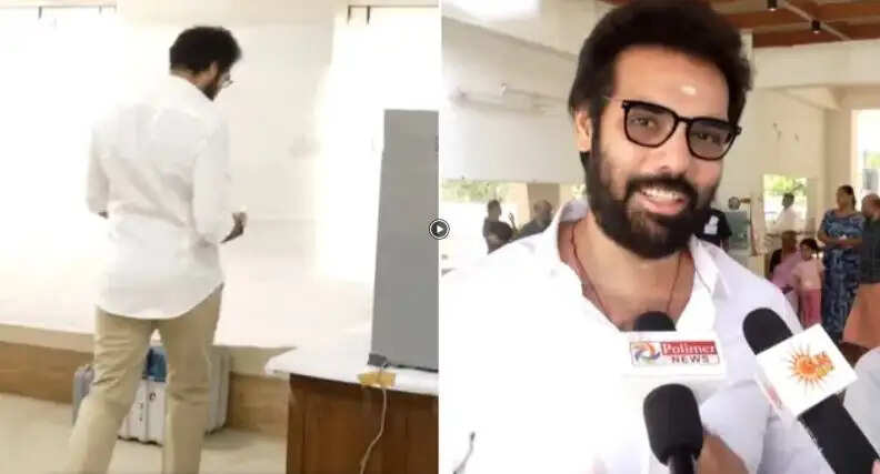 விஜய் உடையில் வந்து வாக்களித்த சிபிராஜ் - ஒரே குடும்பத்தில் 3 அரசியல் பாதைகள்!