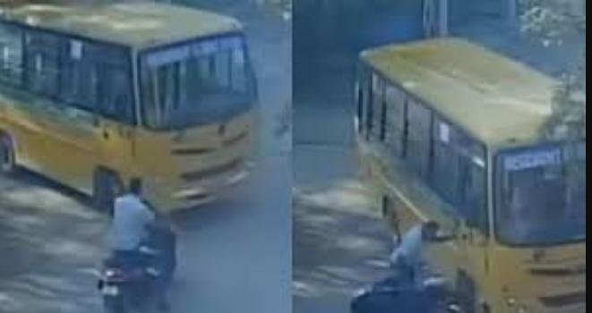 பள்ளிப் பேருந்து மோட்டார் சைக்கிளில் மோதி 2 சிறுமிகள் பரிதாப பலி!