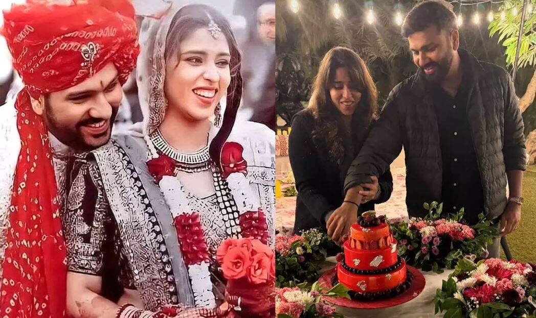 ரொமான்டிக் ஹிட் மேன்: திருமண நாளை கேக் வெட்டி கொண்டாடிய ரோகித் சர்மா!