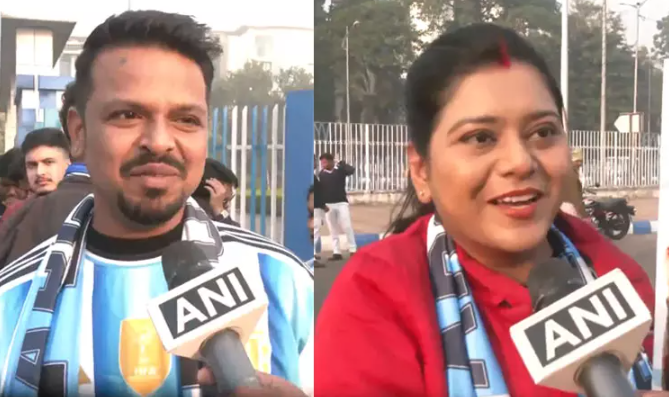 மெஸ்ஸியைப் பார்க்க தேன் நிலவை ரத்து செய்து விட்டு வந்த புதுமணத் தம்பதி!