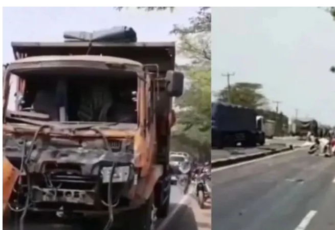ஜாவா தீவில் பிக்கப் வாகனம் மீது 2 லாரிகள் அடுத்தடுத்து மோதி விபத்து; 13 பயணிகள் சம்பவ இடத்திலேயே பலி!