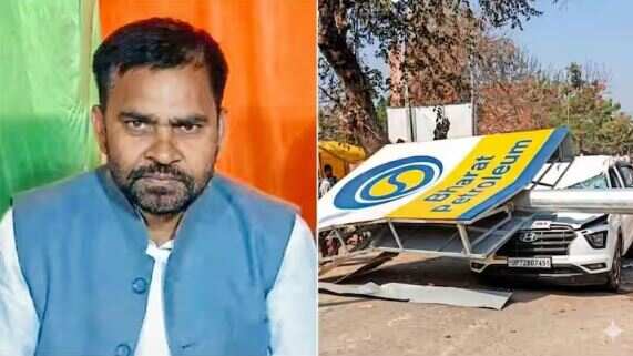 பகீர் வீடியோ... பெட்ரோல் பங்க் அருகே கார் மீது 1000 கிலோ எடையுள்ள விளக்குகம்பம் விழுந்து சமாஜ்வாதி கட்சித் தலைவர் உயிரிழப்பு!