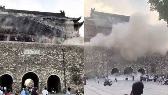 650 ஆண்டுகள் பழமையான கோபுரம் இடிந்து நொறுங்கியது... சீனாவில் சுற்றுலா பயணிகள் அதிர்ச்சி!