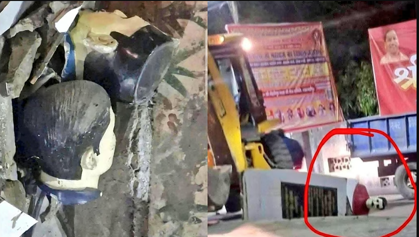 புல்டோசரால் தரைமட்டமாக்கப்பட்ட தியாகிகளின் சிலைகள்... பரபரப்பான வீடியோ!