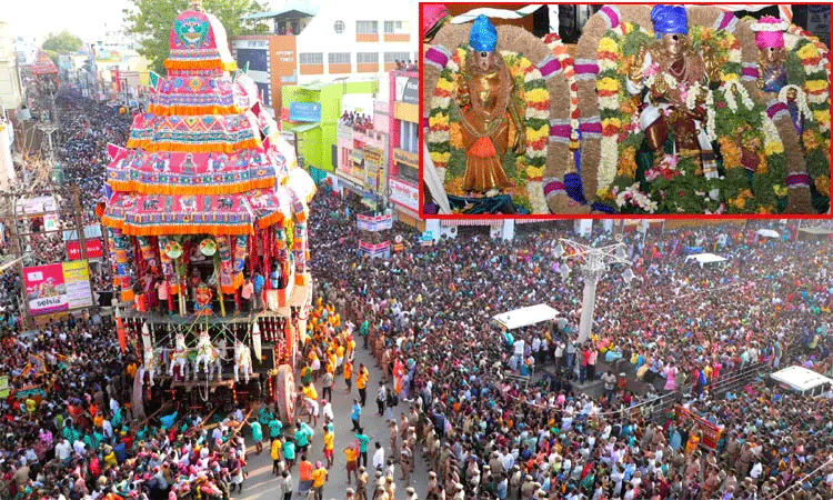 மதுரையில் தேரோட்டம் தொடங்கியது... மாசி வீதிகளில் அசைந்தாடும் திருத்தேர்... பக்தர்கள் வெள்ளத்தில் மீனாட்சி - சுந்தரேசுவரர்!