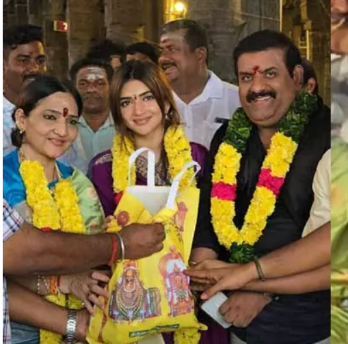 நடிகை ஸ்ரீலீலா திருவண்ணாமலை அண்ணாமலையார் கோவிலில் சாமி தரிசனம்!