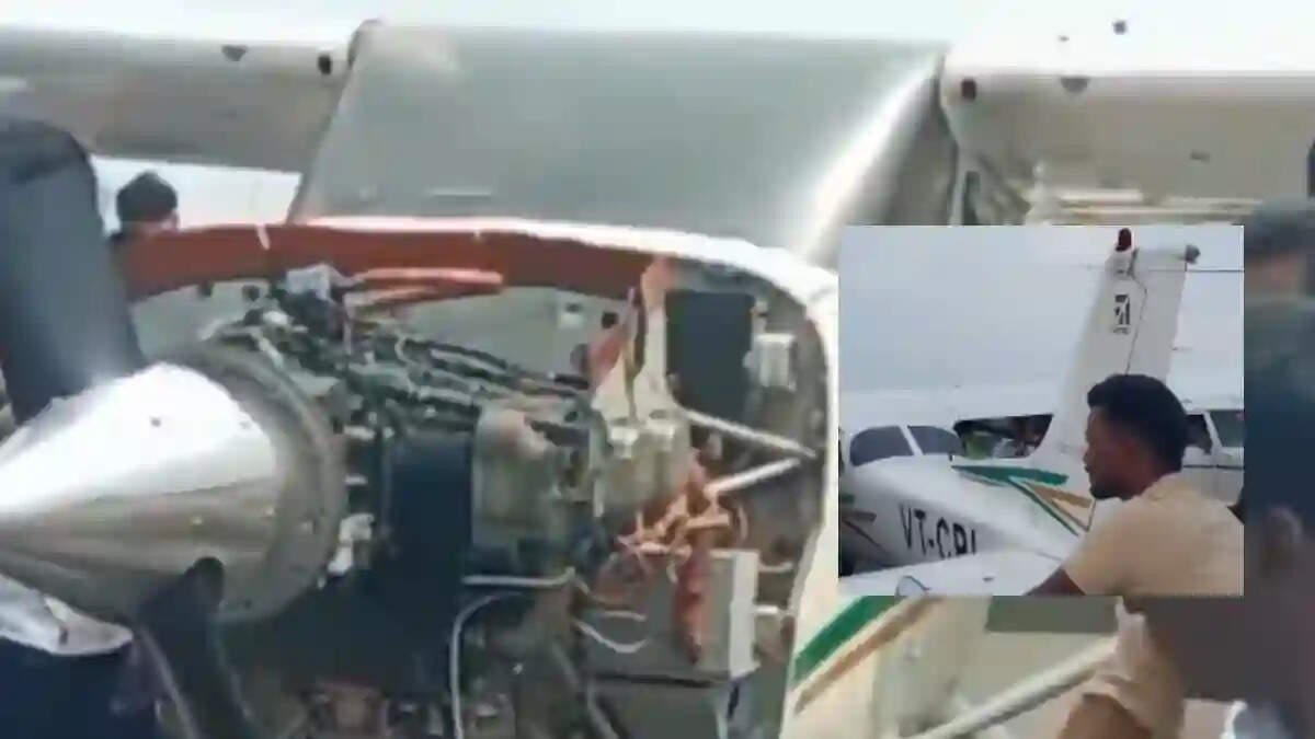 சாலையில் அவசரமாக தரையிறங்கிய சிறிய ரக விமானம் ... 2 பேர் படுகாயம்!